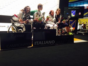 Il podio dei campionati italiani di scherma paralimpica